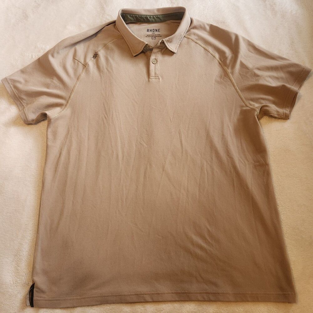 Rhone Men's Performance Polo Shirt | Size XL | Tan Beige | EUC